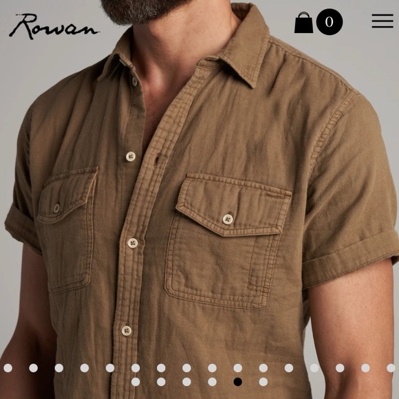 Rowan LEEDS COTTON GAUZE SHORT SLEEVE SHIRT in Umber NEW W/Tag $145 Size S - Picture 5 of 6